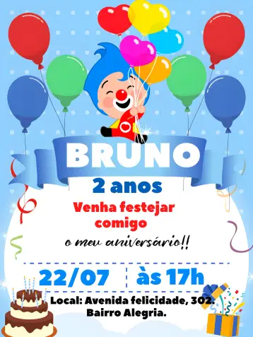 Convite Plim A Hero Of The Colorful Heart para kids' birthday with a superhero theme. – tema most searched for (colorful, superhero-themed, childish, fun-filled, vibrant)