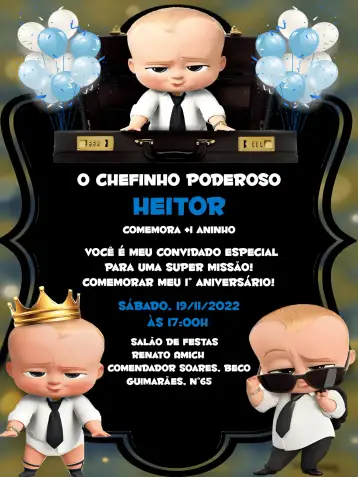 Convite Poderoso Chefinho para aniversário infantil. – tema mais pesquisados (colorido, divertido, moderno, ilustrações de personagens, estilo infantil, criativo)