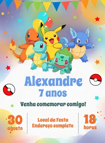 Invite White Pokemon editable and customizable