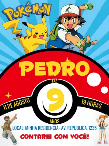 Invite Pokemon Pokeball editable and customizable