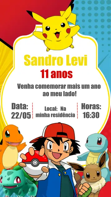 Invite Black Pokemon editable and customizable