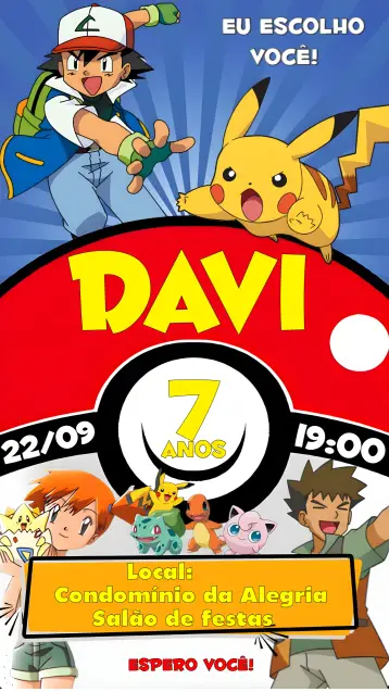 Invitación Pokemon Rocket editable y personalizable