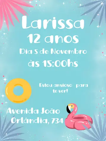 Invitación Pool Party Piscina Bóia editable y personalizable
