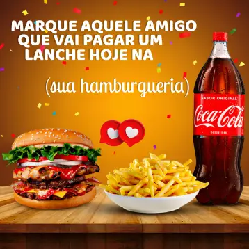 Invitación Publicación Para Hamburguesería Cola editable y personalizable