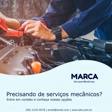 Convite Post For Workshop/Mechanic Gear para mechanic event, such as mechanic's birthday or workshop opening. – tema most searched for (blue, modern, industrial, automotive, gears, tools)