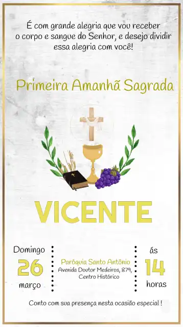 Invitation First Communion Baptism – First Communion theme delicate, modern, classic, floral, pastel, children's illustrations