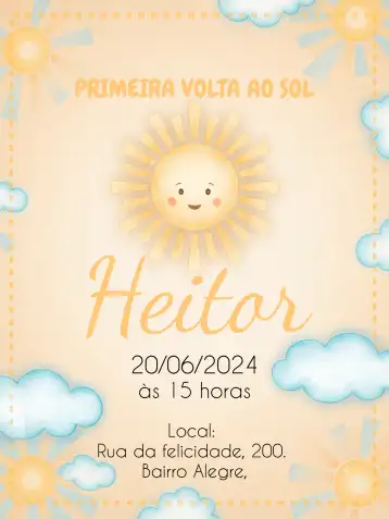 Convite Primeira Volta Ao Sol Menino Floral editável e personalizável