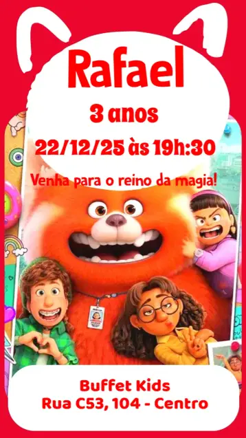 Convite Red é uma Fera editável e personalizável