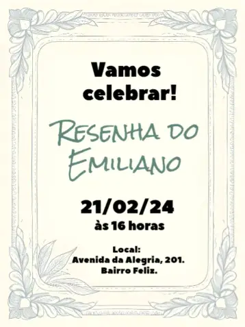 Convite Resenha Adulto editável e personalizável