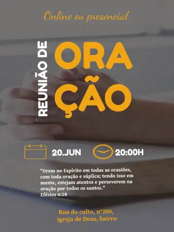 Convite Prayer Meeting Black Church para prayer meeting at the church. – tema baptism (modern, minimalist, elegant, religious, clean)