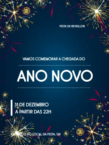 Convite New Year's Eve para new year's eve party and new year celebrations. – tema commemorative dates (golden, colorful, modern, festive, minimalist, vibrant)