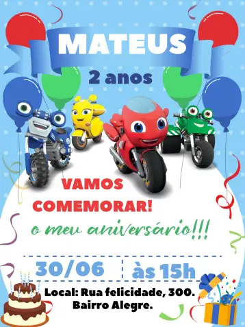 Convite Rick Zoom Cake para kids birthday – tema most searched for (fun, adventure, childish, colorful, modern)