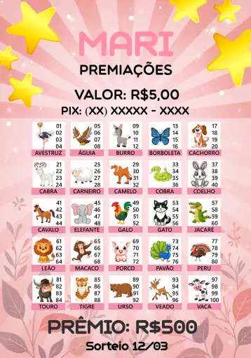 Convite Raffle Of Animal Star Prizes para animal raffle and prize events. – tema tickets (pink, fun, games, star, little animals, colorful)