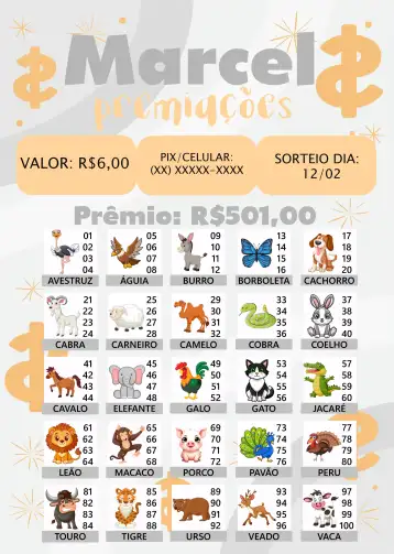 Convite Rifa De Bicho Premiações Premiacoes editável e personalizável