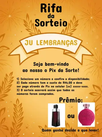Convite Rifa Pix Da Sorte Dourado para sorteios e rifas em eventos sociais. – tema cartelas (dourado, branco, moderno, elegante, minimalista)