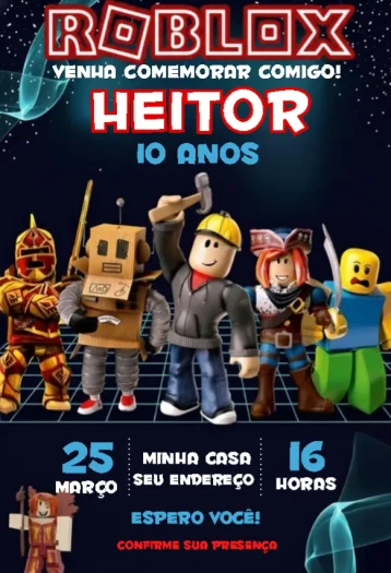 Convite Roblox 6 – tema aniversário infantil