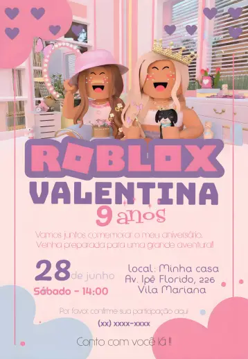 Invite Pink Roblox editable and customizable