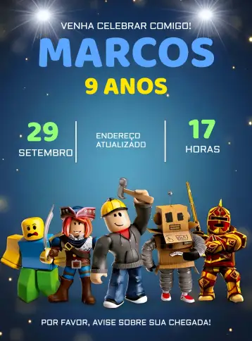 Convite Roblox Rojo para ideal para fiestas temáticas y cumpleaños infantiles. – tema más buscados (rojo, negro, moderno, temático, joven)