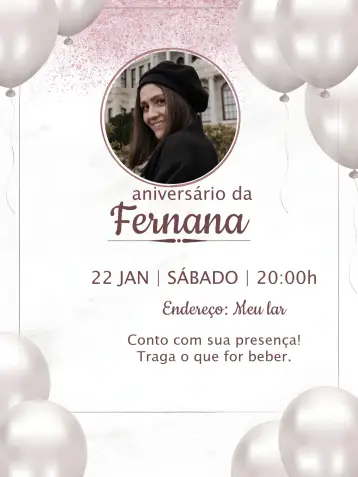 Invite Adult Rosé Balloon Photo editable and customizable