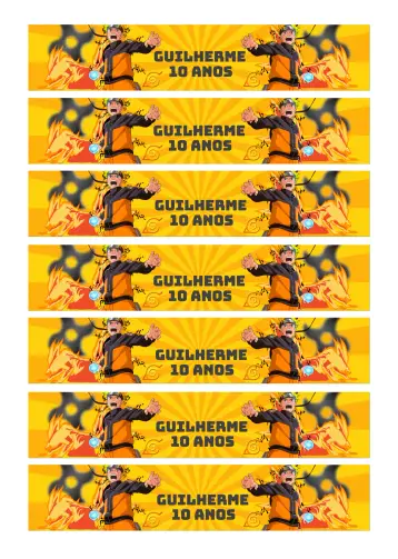 Invitación Etiqueta Para Botella 200ml Naruto Guaraná editable y personalizable