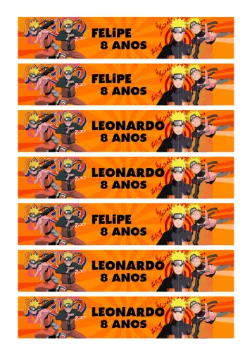 Invitación Etiqueta Para Botella 200ml Naruto Village editable y personalizable