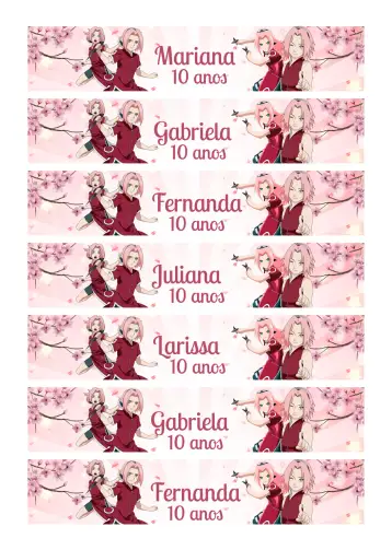 Convite Etiqueta Para Botella 200ml Sakura Dibujo para cumpleaños infantil – tema cumpleaños infantil (anime, sakura, colorido, infantil, divertido)