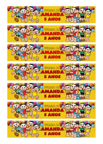 Invitación Etiqueta Para Botella 200ml Turma Da Mônica Arte editable y personalizable