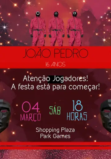 Invitación Round 6 Fiesta editable y personalizable