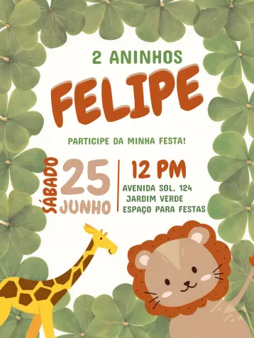 Invitación Safari Infantil editable y personalizable