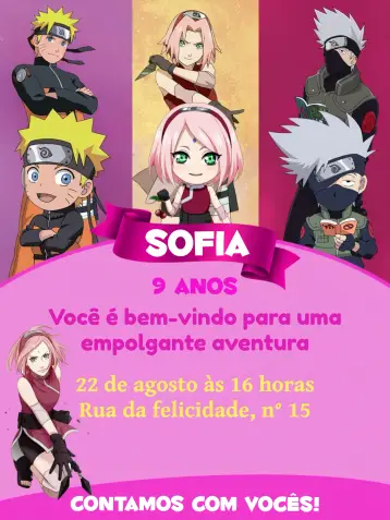 Convite Sakura Branco editável e personalizável