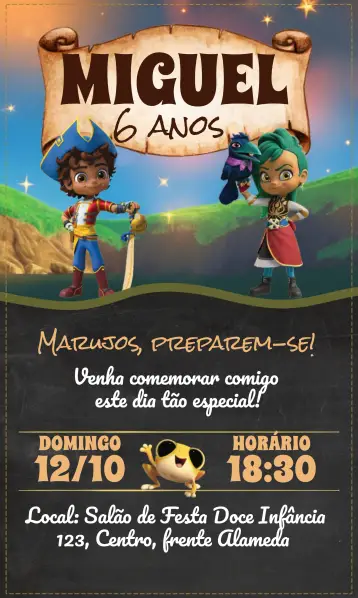 Invitación Santiago Dos Mares Montes editable y personalizable