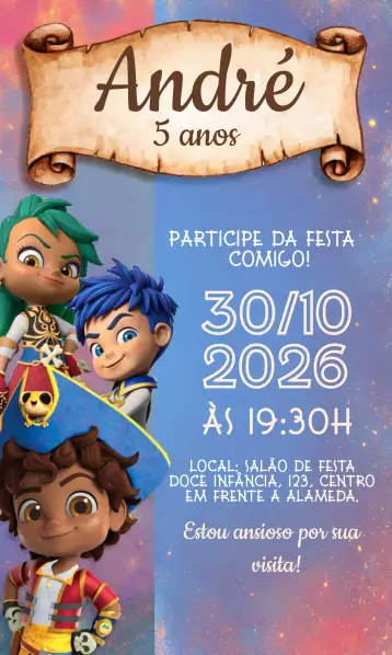 Invitación Santiago Dos Mares Navío editable y personalizable