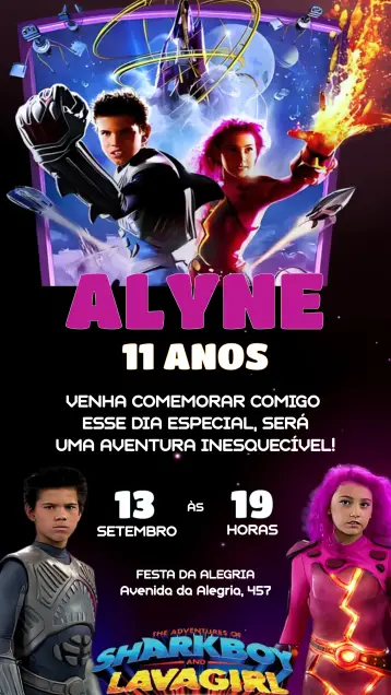 Invitación Shark Boy Y Lava Girl Bluey editable y personalizable