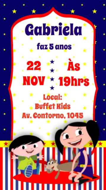 Convite Show da Luna para aniversário infantil – tema aniversário infantil (colorido, lúdico, divertido, infantil, temático, brilhante)