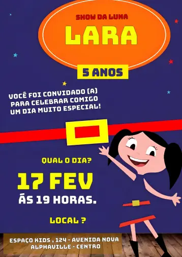 Invite Colorful Children's Show Da Luna editable and customizable