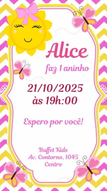 Convite Solzinho editável e personalizável