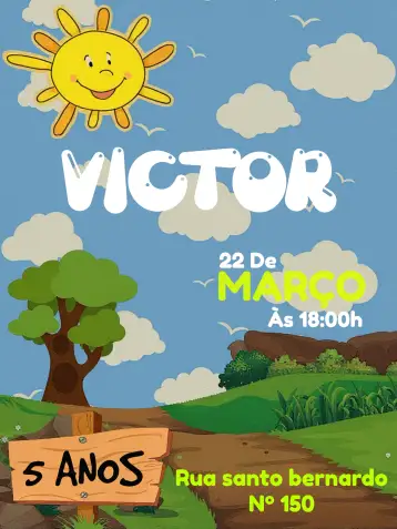 Convite Solzinho Digital- para aniversário infantil – tema aniversário (colorido, infantil, divertido, alegre, temático, natural)