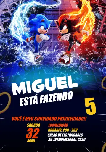 Invite Sonic 3 Movie editable and customizable