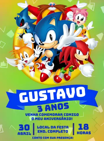 Invite Sonic Amy editable and customizable