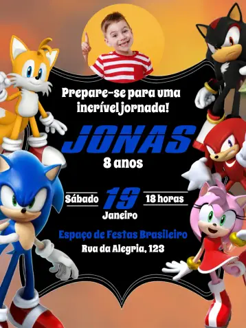Invite Sonic With Blue Photo editable and customizable