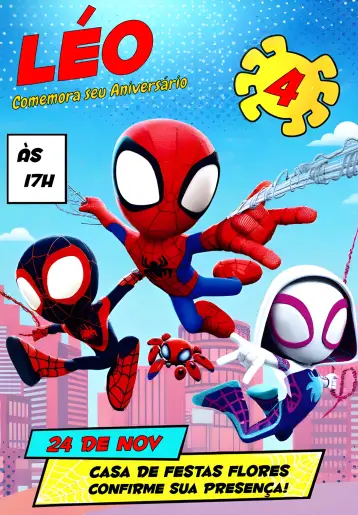 Invitación Spidey Amazing Friends Home editable y personalizable
