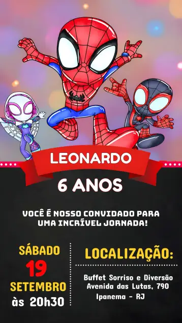 Invitación Spidey Y Sus Amigos Espectaculares editable y personalizable