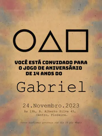 Convite Squid Game Round 6 Red para birthday with squid game theme. – tema most searched for (red and black, modern style, game graphics elements, inspired by series, striking design, party theme)