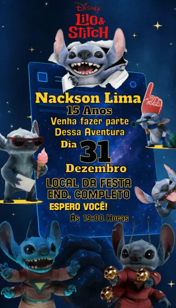 Invite Intergalactic Stitch editable and customizable