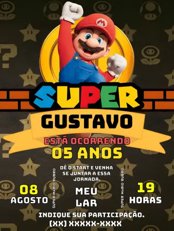 Invite Red Super Mario editable and customizable