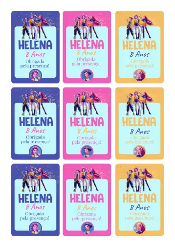 Convite Etiqueta de agradecimiento Guerreras del Kpop para cumpleaños infantil – tema cumpleaños infantil (moderno, colorido, temático, divertido, jovem)