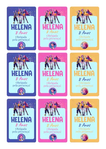 Convite Tag de agradecimento Guerreiras do Kpop editável e personalizável