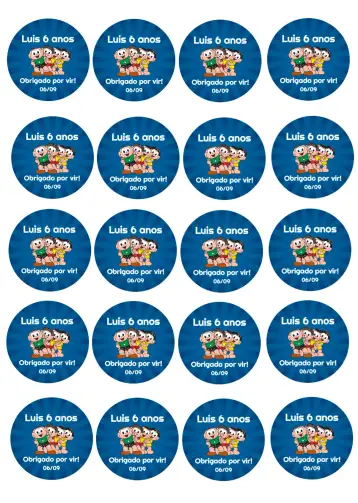 Convite Tag Turma Da Mônica Colorido para children's birthday – tema kids' birthday party (colorful, fun, childish, themed, vibrant, playful)