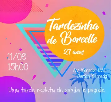 Convite Tardezinha para adult birthday on a fun afternoon. – tema birthday (casual, contemporary, tropical, colorful, artistic)