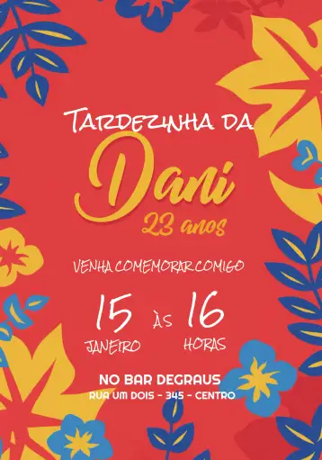 Convite Colorful Late Afternoon para joyful and festive bridal shower. – tema bridal shower (tropical, colorful, summer, cheerful, vibrant)